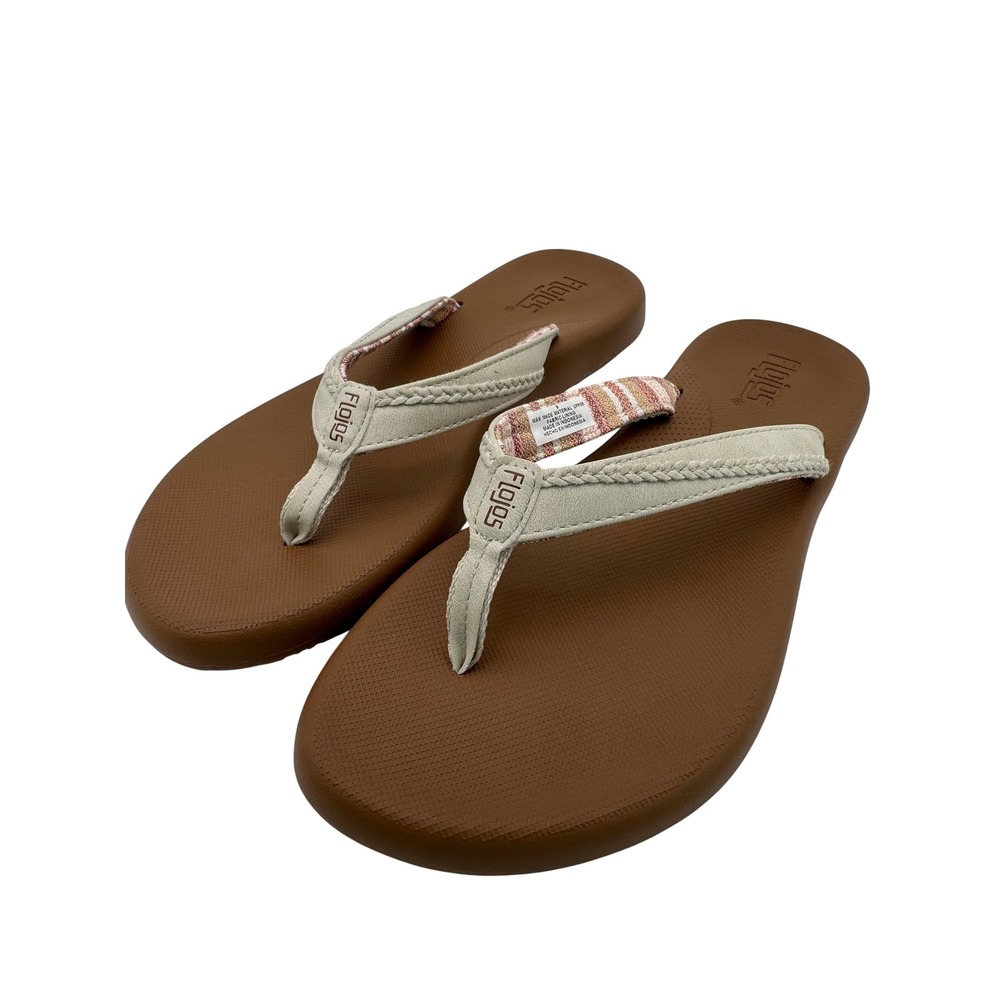 Flojos Flip Flops Womens 9 Brown Tan Braided Strap Casual‎ Comfort Beach Sandals